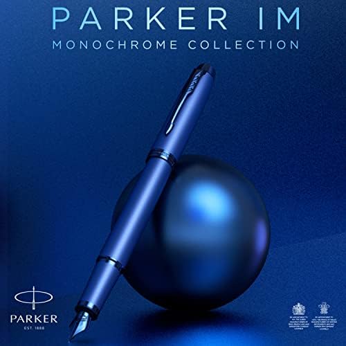 Parker IM Monochrome Fountain Pen | גימור כחול וקצצים | ציפורן בינוני | דיו כחול | קופסאת מתנה